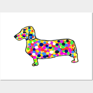 Daschund Mosaic Dots Dog Posters and Art